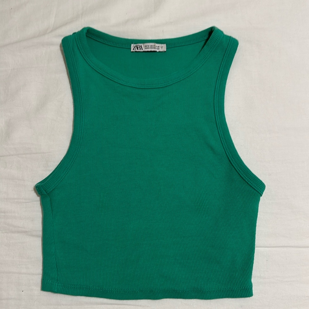 Green Zara crop top